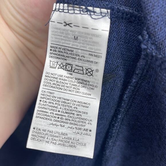 Old Navy Long Active Hoodie Open Sweater Cardigan Open Thumb Slits Navy Size M - Picture 4 of 6